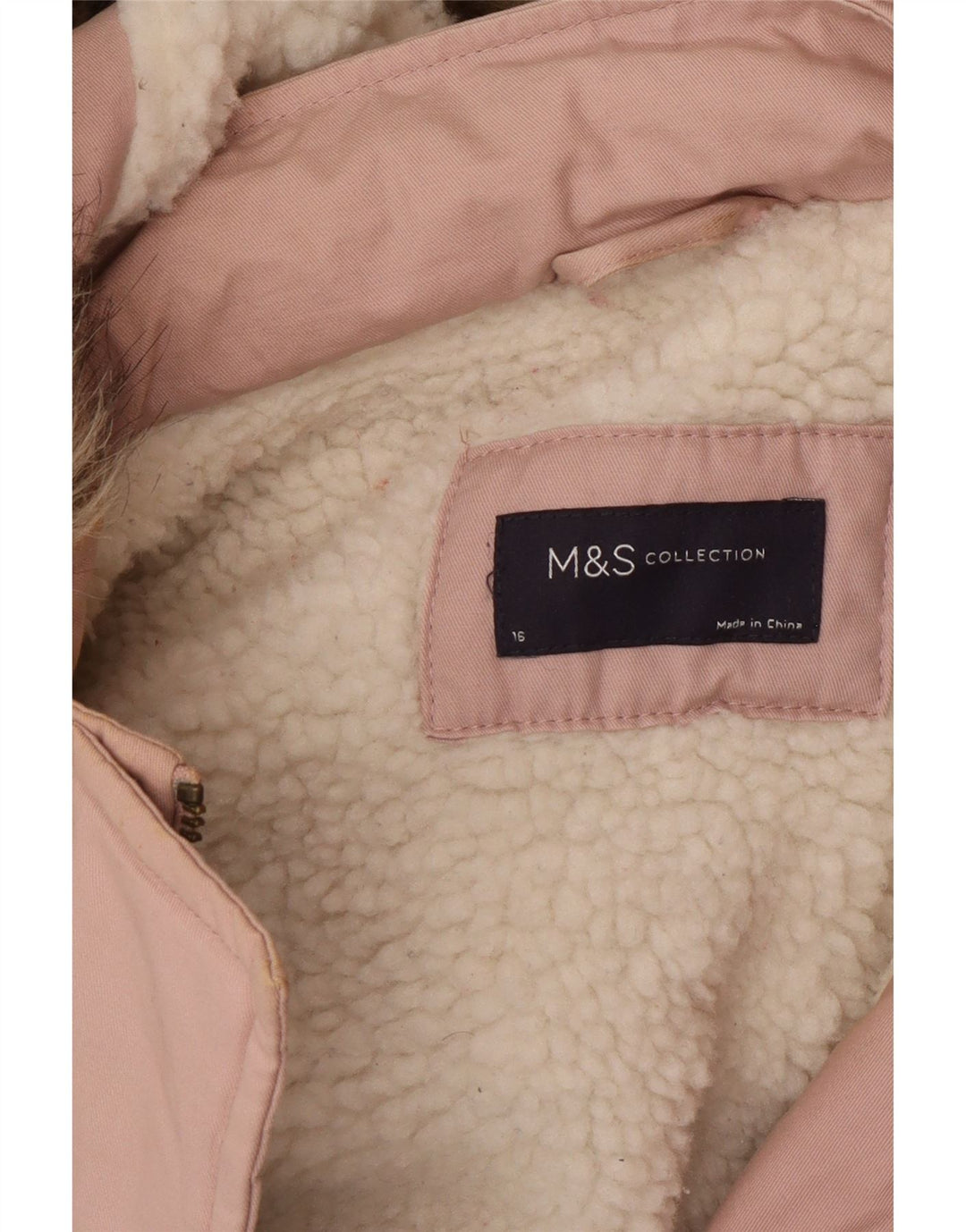 Marks & Spencer Veste parka surdimensionnée à capuche pour femme UK 16 Large Rose