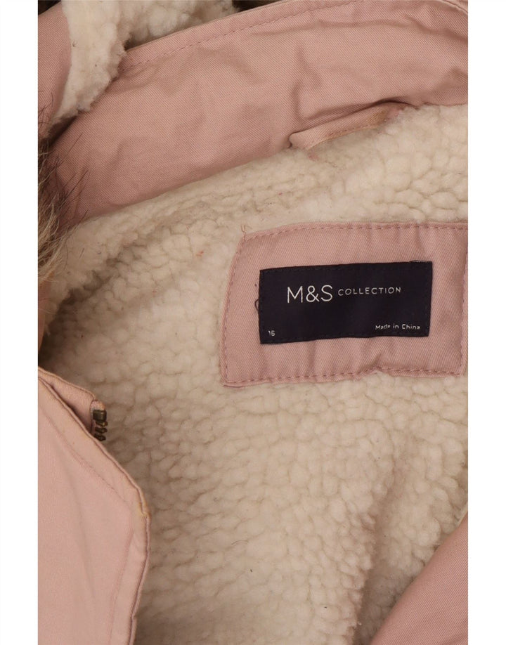 Marks & Spencer Veste parka surdimensionnée à capuche pour femme UK 16 Large Rose