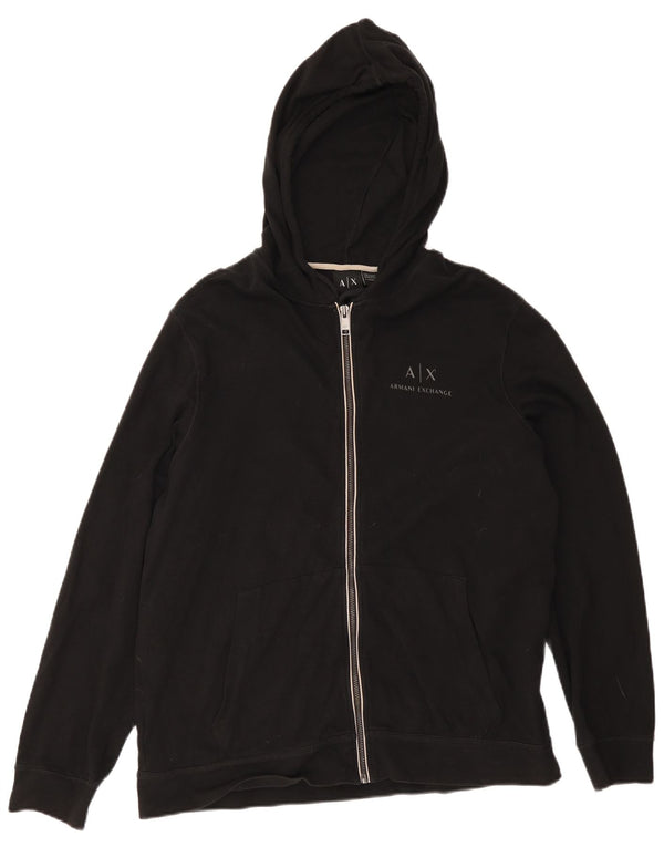 Armani Exchange Pull à capuche zippé XL en coton noir pour homme