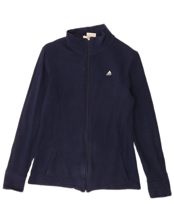 ADIDAS Veste de survêtement pour femme UK 12 Bleu marine moyen en coton