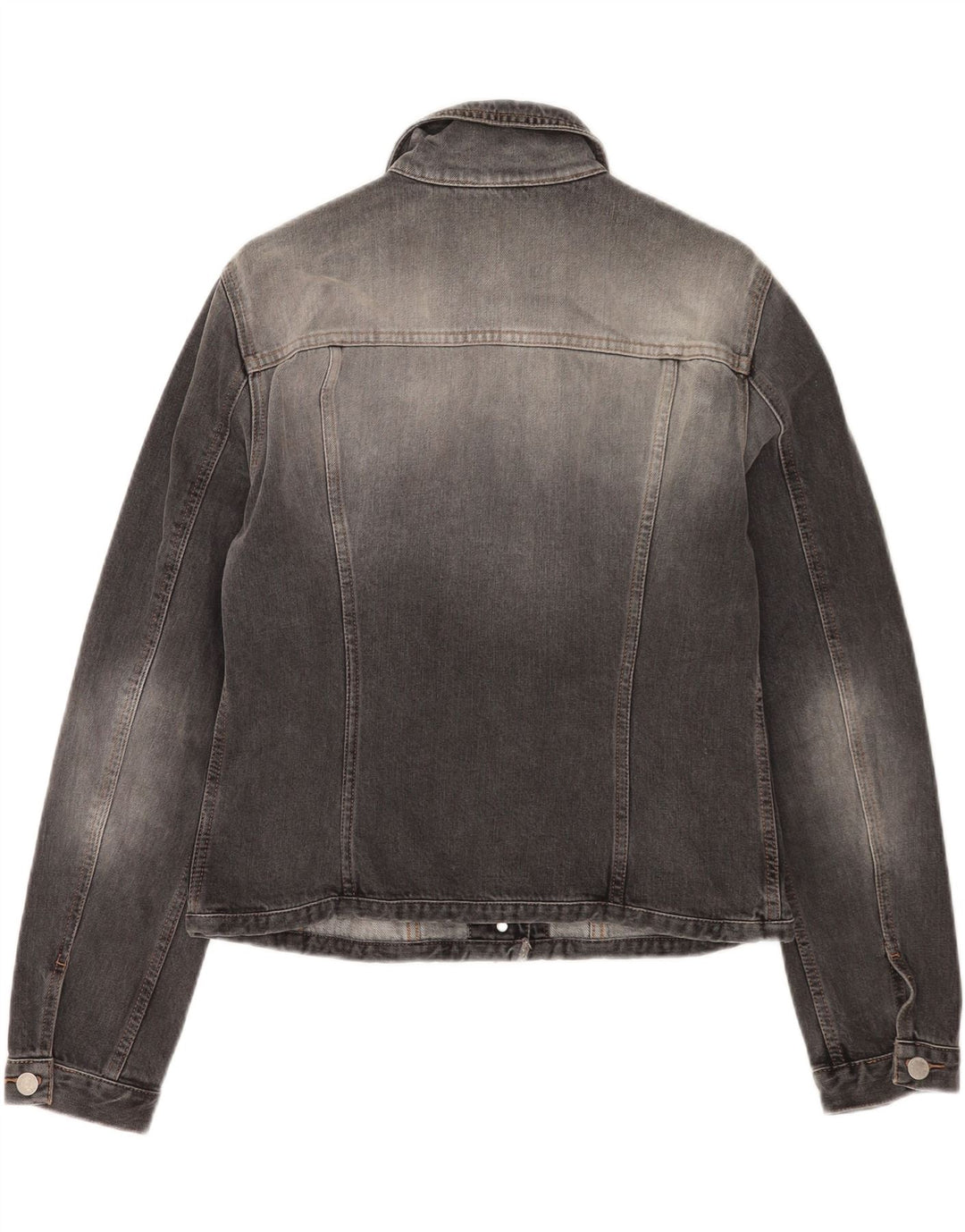 Benetton Veste en jean courte pour femme UK 16 Large Gris Coton