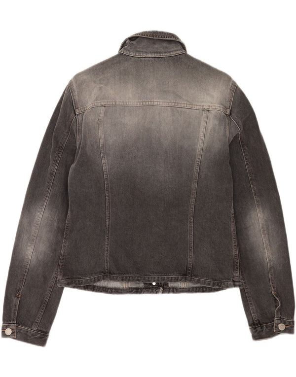 Benetton Veste en jean courte pour femme UK 16 Large Gris Coton