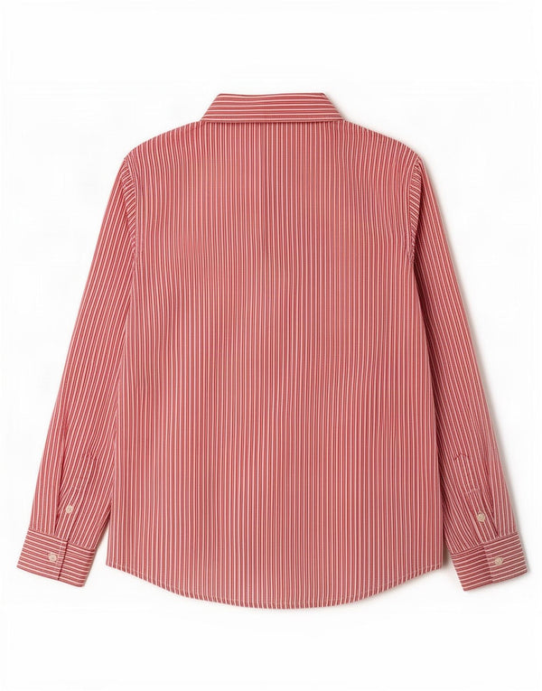 Benetton Chemise Femme UK 10 Petit Coton Rayé Rouge