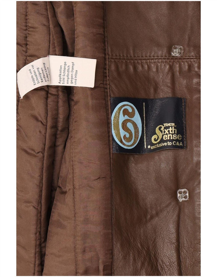 Your Sixth Sense Manteau en cuir pour femme UK 16 Large Marron