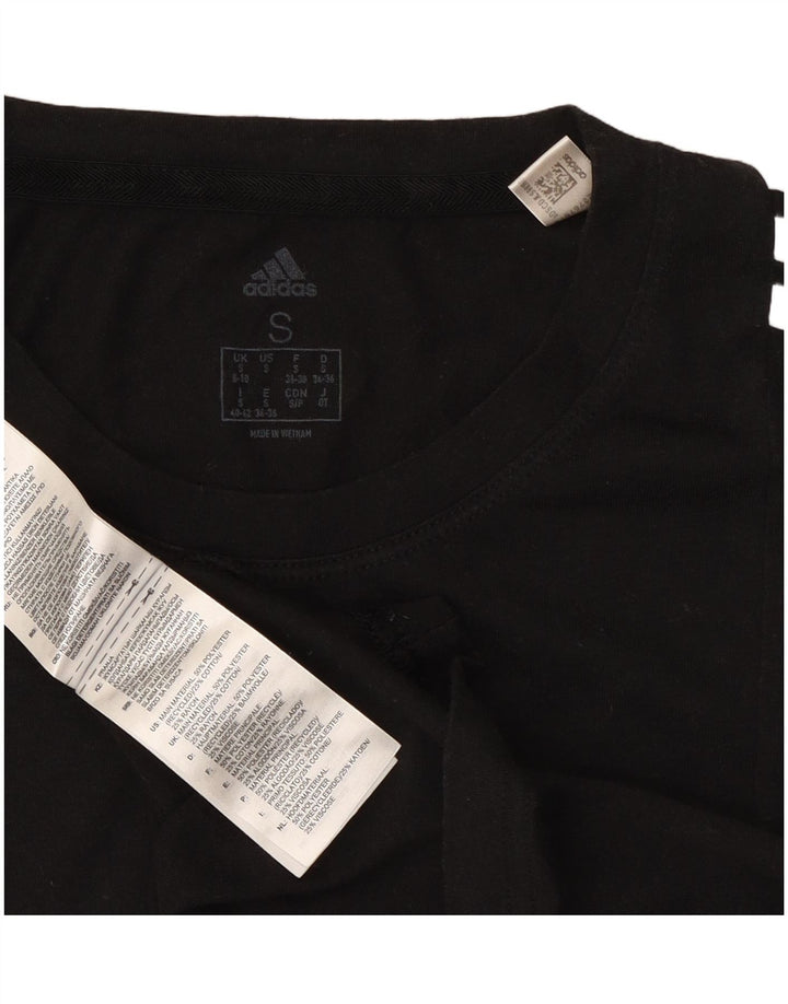 Adidas T-Shirt Femme Top UK 8/10 Petit Noir Polyester