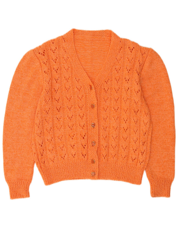 vintage Femme Cardigan Oversize Pull UK 14 Grand Orange