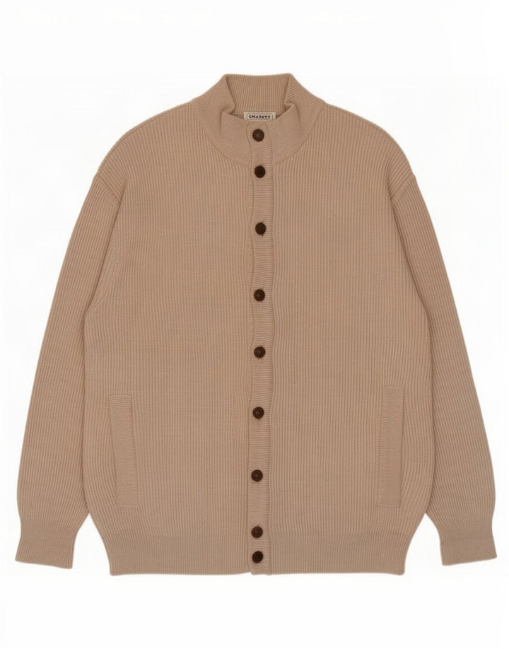 Lana Gatto Pull Cardigan Homme Grande Laine Beige