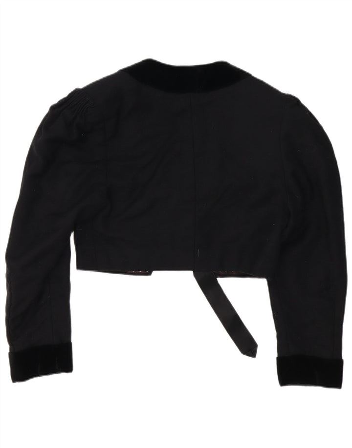 vintage Womens Crop Bolero Veste UK 14 Moyen Noir