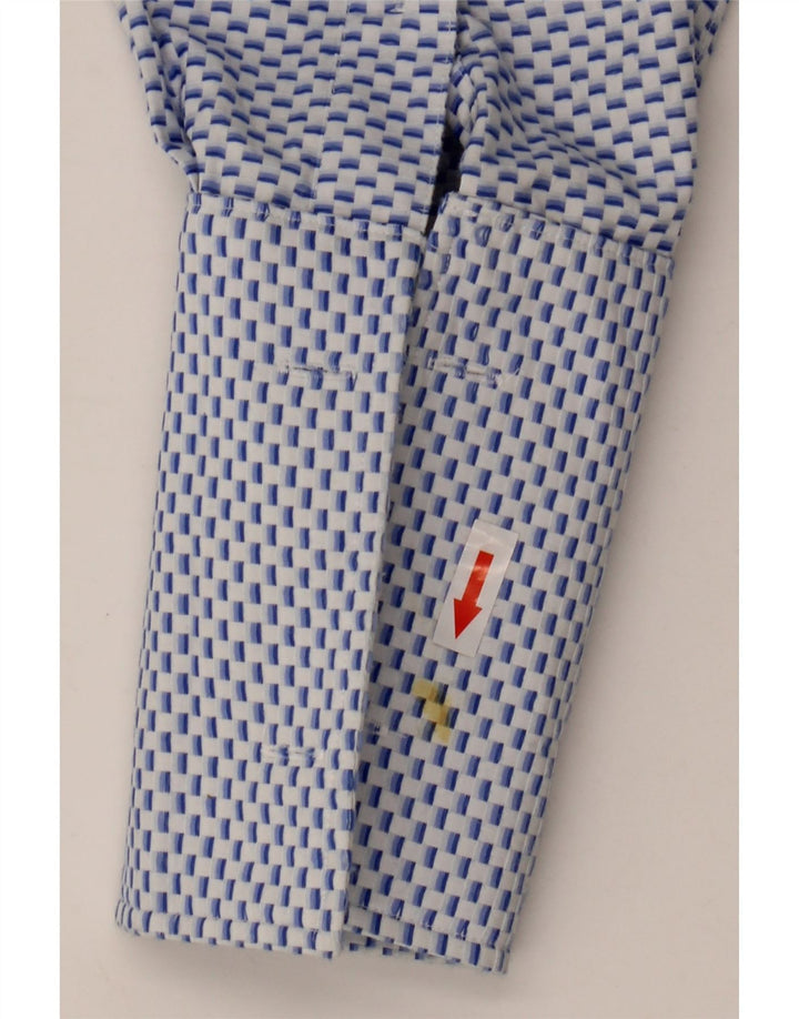 Yves Saint Laurent Chemise habillée en coton géométrique bleu moyen