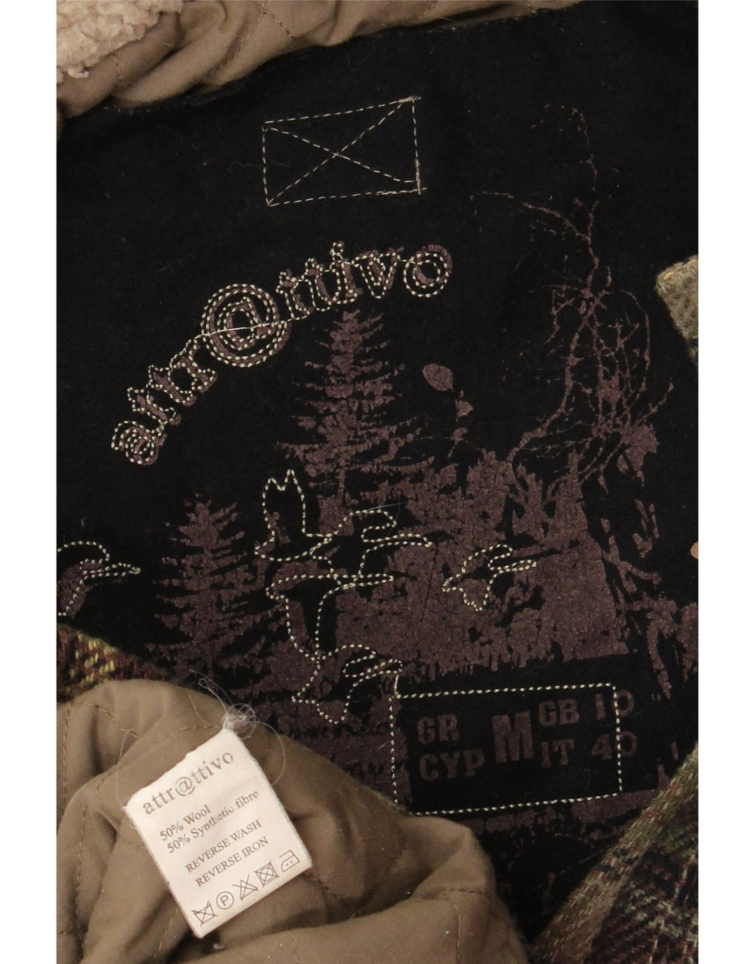 vintage Femmes Surdimensionné À Capuchon Duffle Coat UK 10 Petite Laine À Carreaux Kaki