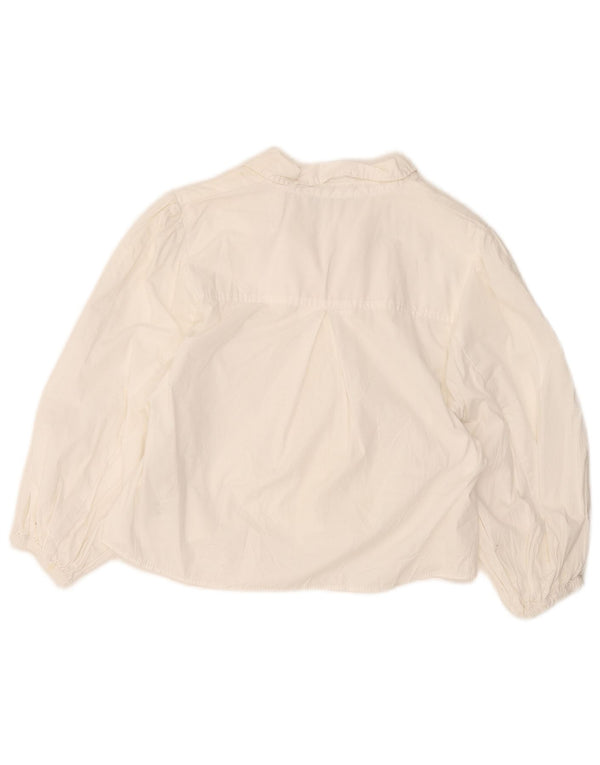 Zara Womens Crop Shirt Blouse UK 12 Moyen Blanc Coton