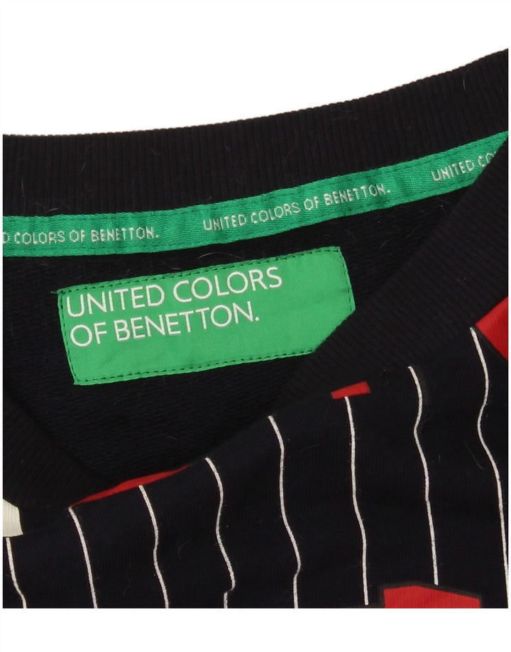 Benetton Sweat-shirt graphique pour femme UK 14 Bleu marine moyen rayé