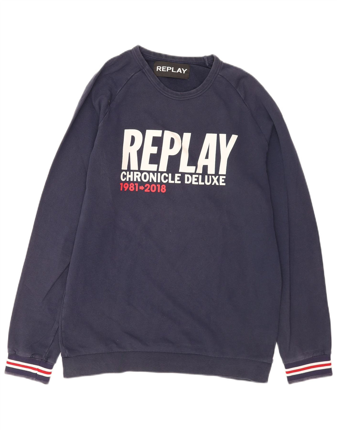 Replay Sweat-Shirt Graphique Homme XL Bleu Marine Coton