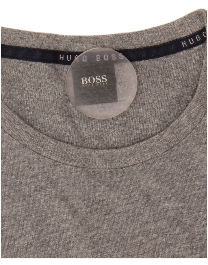 Hugo Boss Haut graphique à manches longues en coton moucheté gris moyen