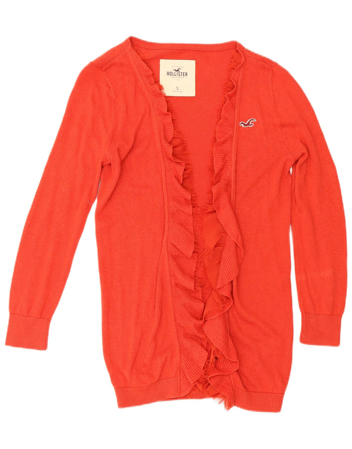 Hollister Pull cardigan ouvert à volants sur le devant pour femme UK 10 Petit coton rouge