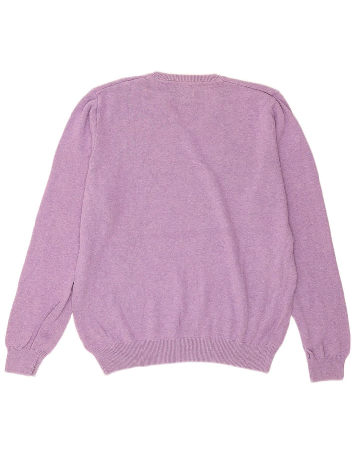 Marks & Spencer Pull col V pour homme en coton violet Taille L