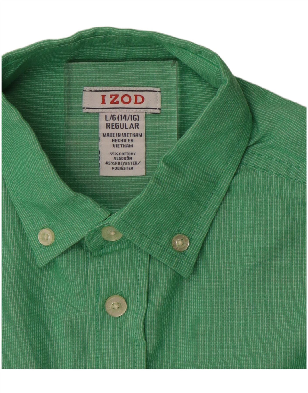 Izod Chemise Regular Garçon 14-15 ans Grandes Rayures Vertes Coton