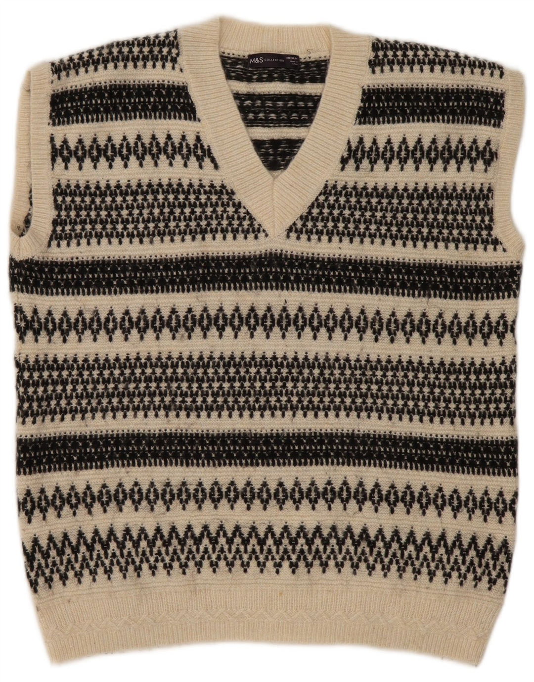 Marks & Spencer Débardeur Gilet Homme Beige Moyen Fair Isle Acrylique