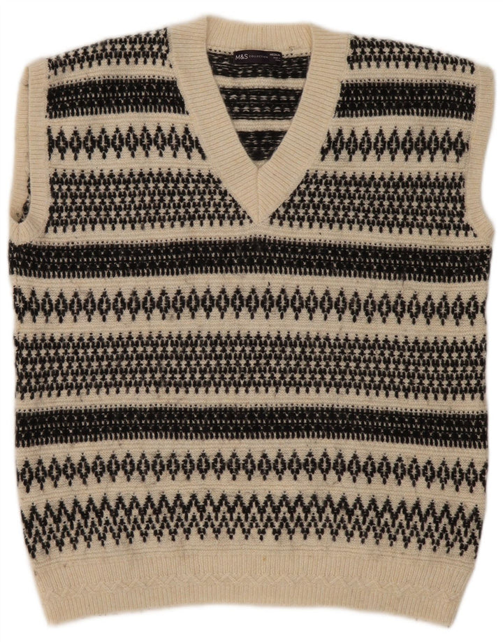 Marks & Spencer Débardeur Gilet Homme Beige Moyen Fair Isle Acrylique