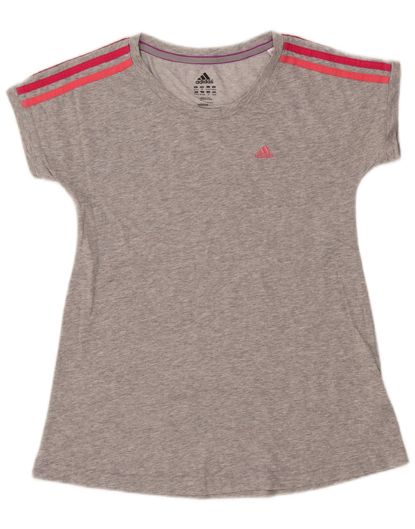 Adidas T-Shirt Femme Top UK 4/6 XS Gris Coton