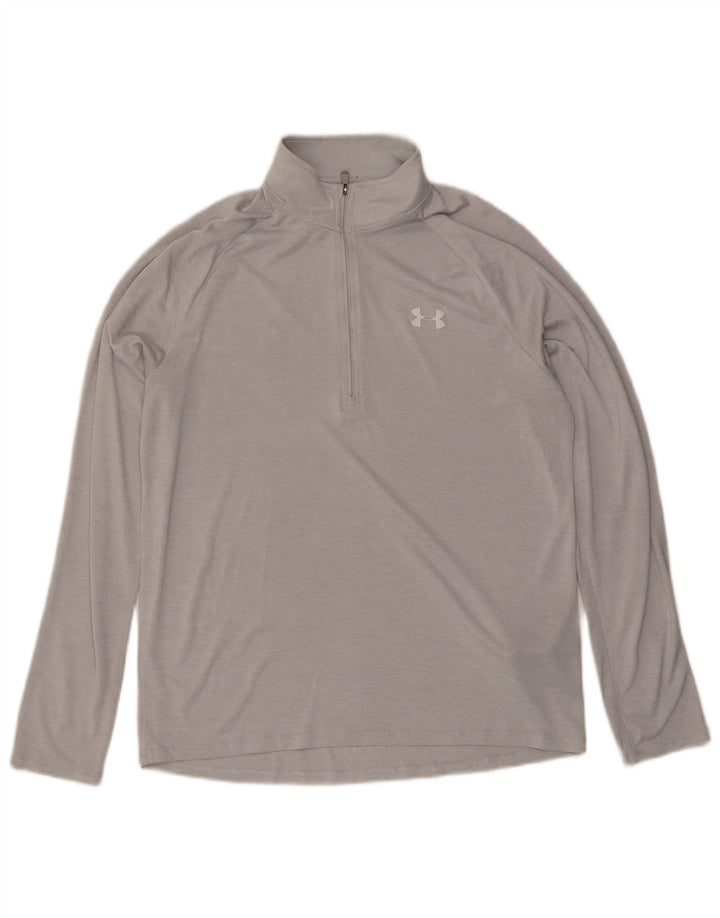 Under Armour Haut à Manches Longues Zip Neck Loose Fit Homme Gris Moyen Polyester