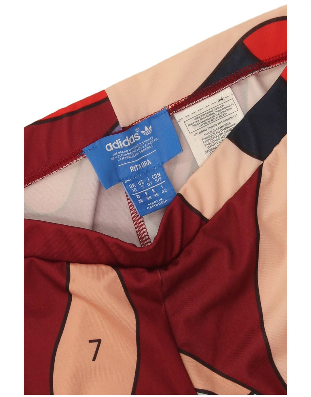 Adidas Legging Rita Ora à motif abstrait pour femme UK 10 Petit Bordeaux
