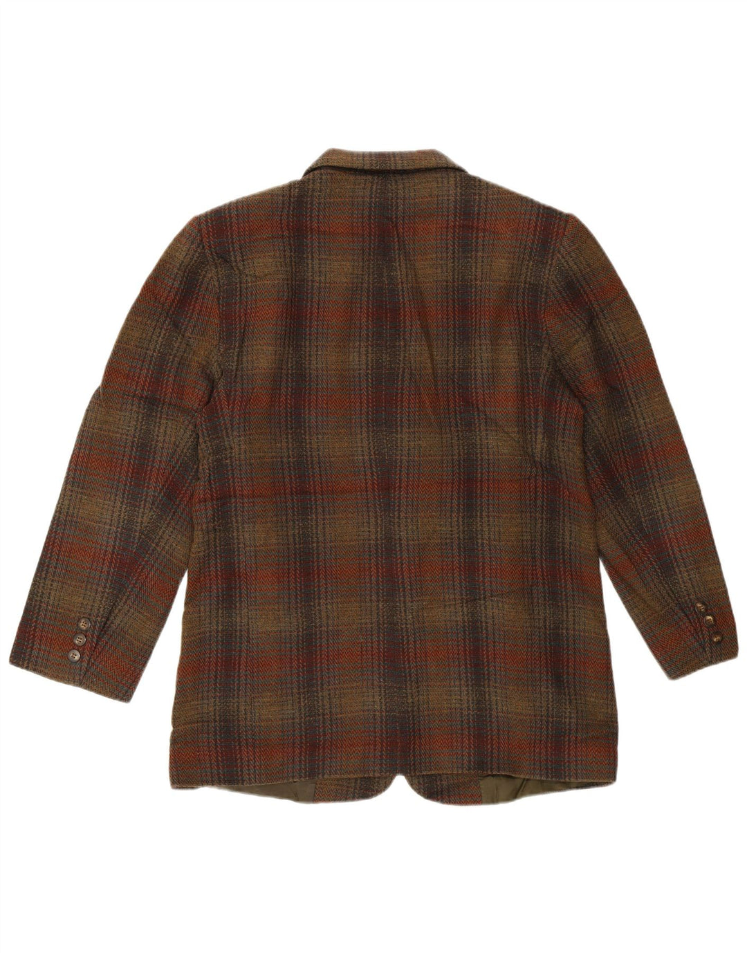 Eddie Bauer Veste blazer à 3 boutons pour femme UK 14 en laine à carreaux marron moyen