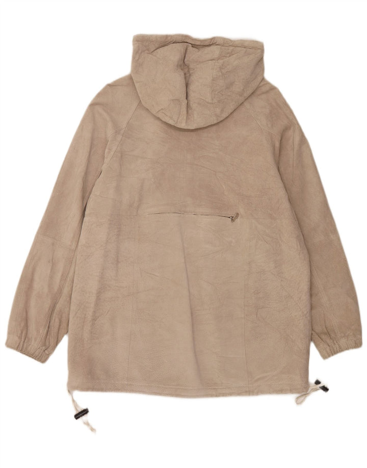 Joy Manteau à capuche en daim pour femme EU 42 Grand cuir beige