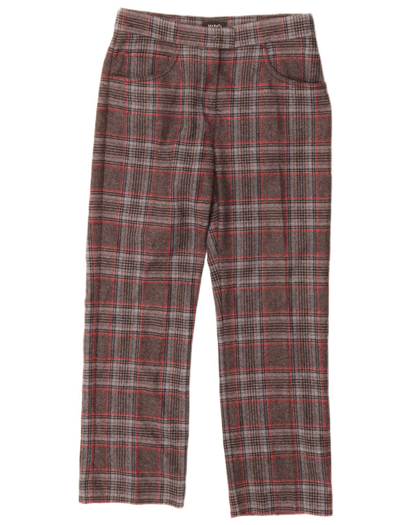 Max & Co. Pantalon droit décontracté pour femme UK 8 Small W26 L30 Gris à carreaux
