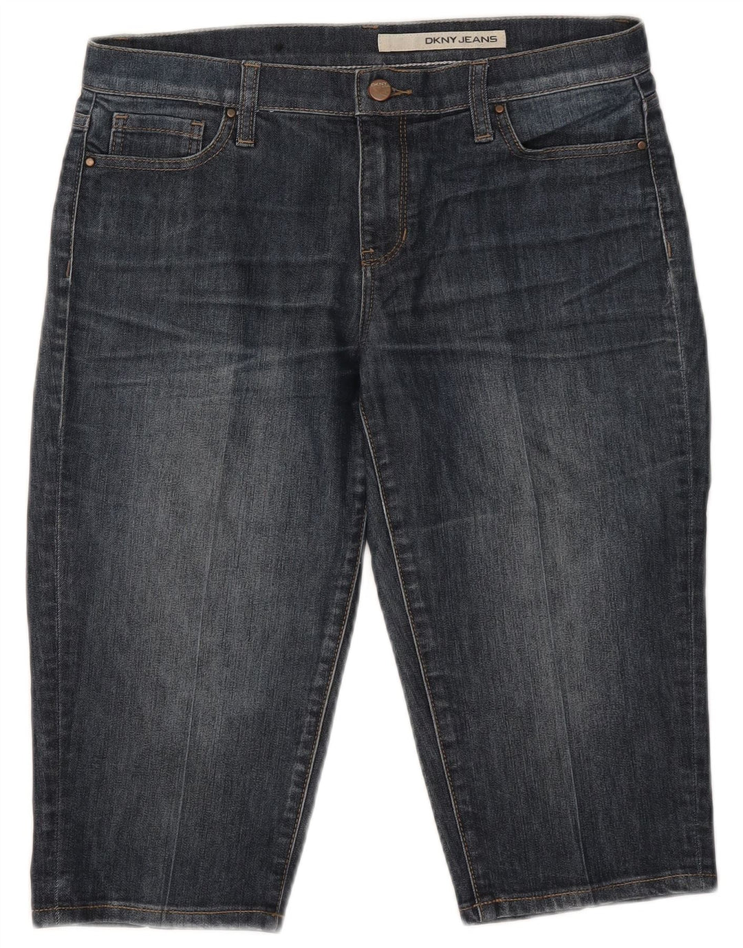 Dkny Bermuda en jean pour femme US 8 Medium W32 Bleu marine en coton