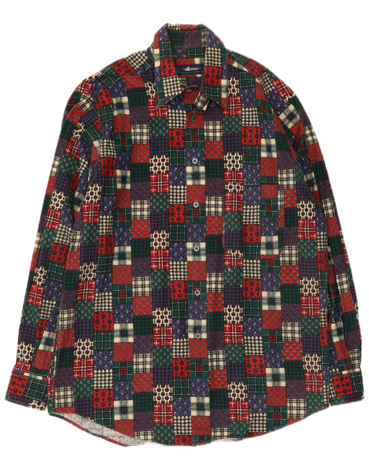 Azzurra Chemise en flanelle pour homme Taille 15 3/4 40 Patchwork multicolore moyen