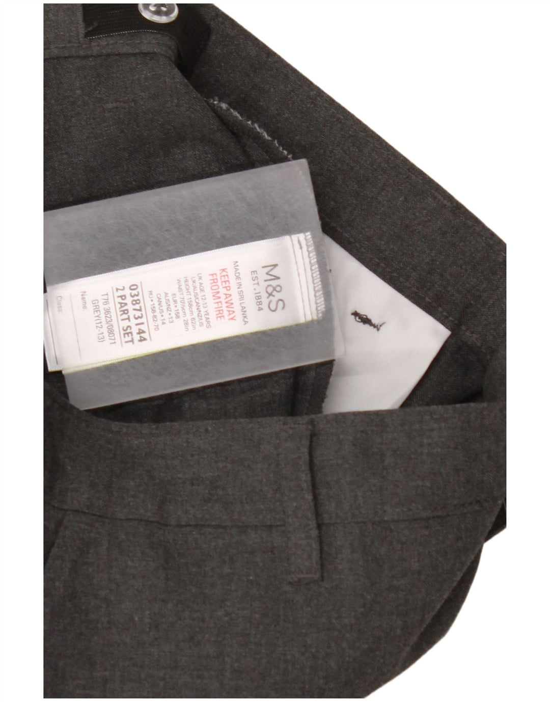 MARKS & SPENCER Pantalon de costume droit pour garçon 12-13 ans W28 L27 Gris