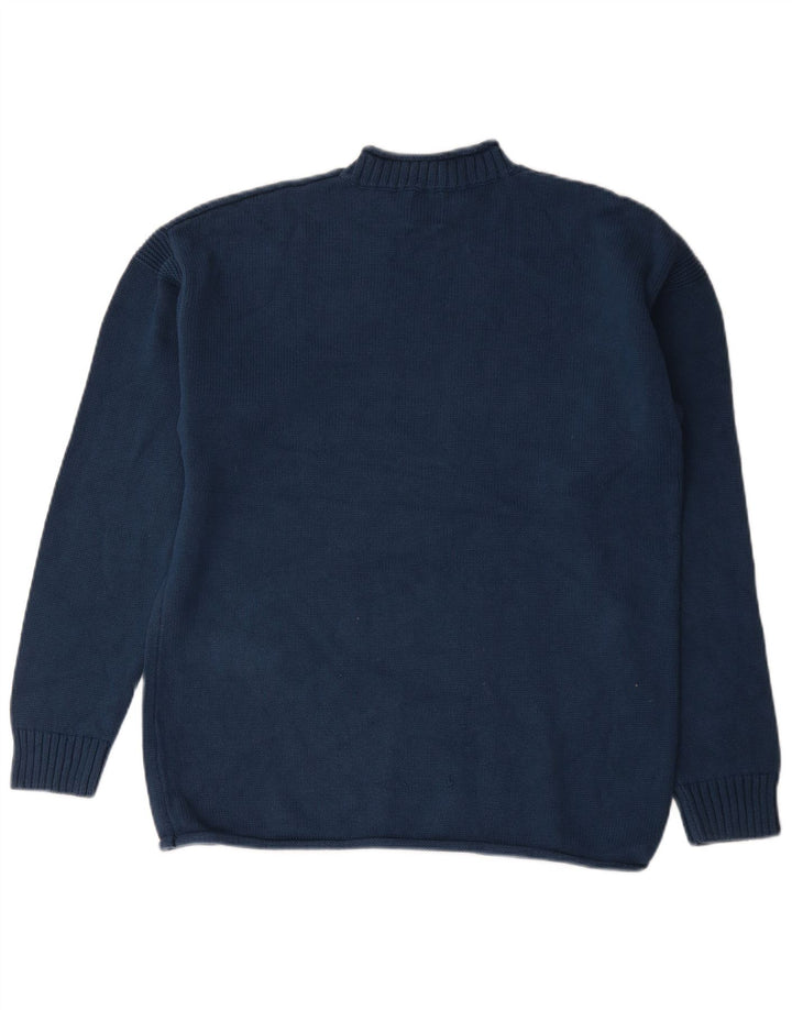 Zara Pull col roulé pour homme en coton bleu marine Large