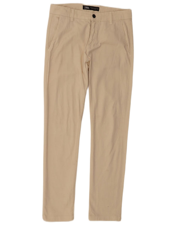 Zara Pantalon Chino Slim Homme EU 38 Small W30 L30 Coton Beige