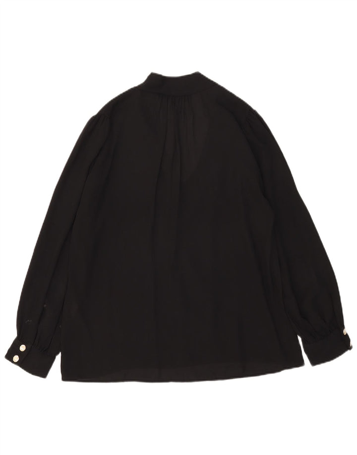 Zara Chemisier à manches longues avec cravate sur le devant pour femme UK 10 Petit Noir Polyester