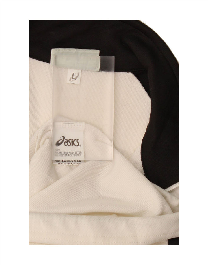 ASICS Mens Tracksuit Top Jacket Large White Colourblock Polyester Vintage Asics and Second-Hand Asics from Messina Hembry 