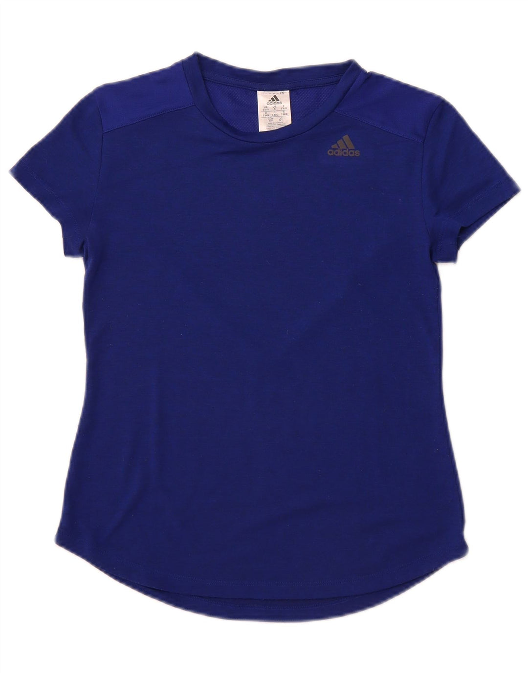 Adidas Womens Crop T-Shirt Top UK 8/10 Petit Bleu Marine Polyester