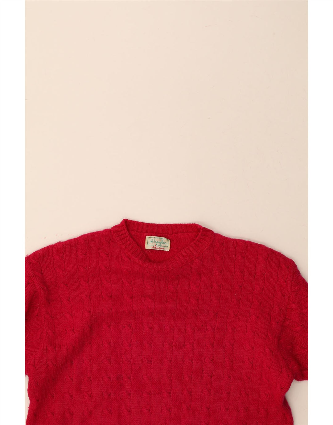 BENETTON Womens Crew Neck Jumper Sweater IT 48 XL Pink Wool Vintage Benetton and Second-Hand Benetton from Messina Hembry 