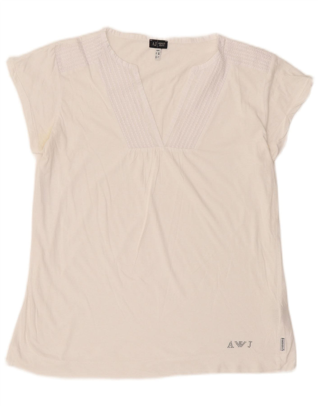 Armani Jeans Chemisier Femme Top UK 16 Grand Coton Blanc