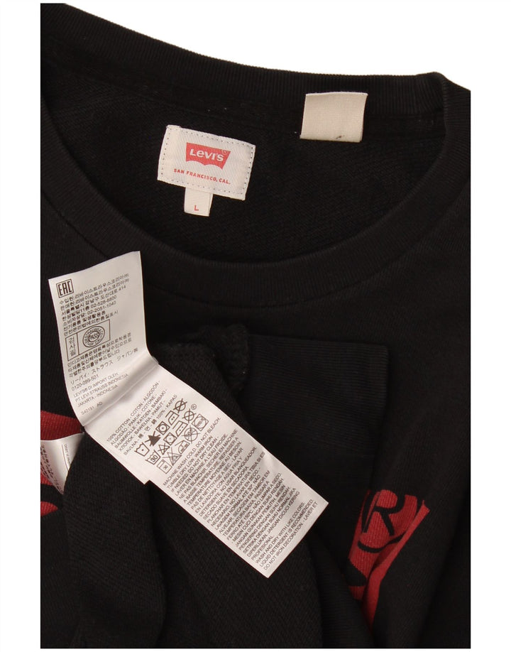 Levi's Graphic Sweatshirt Jumper Large Homme Noir Coton