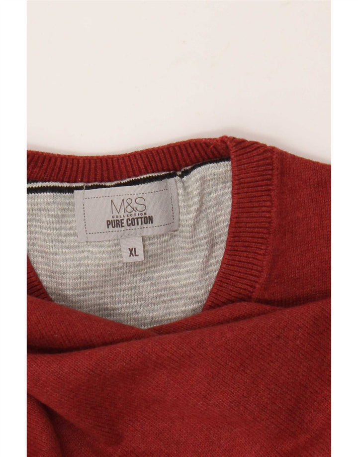 Marks & Spencer Pull à col rond pour homme XL Rouge Coton