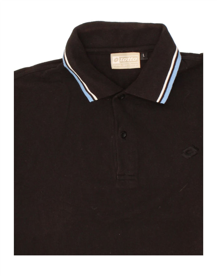 LOTTO Mens Polo Shirt Large Black Cotton Vintage Lotto and Second-Hand Lotto from Messina Hembry 