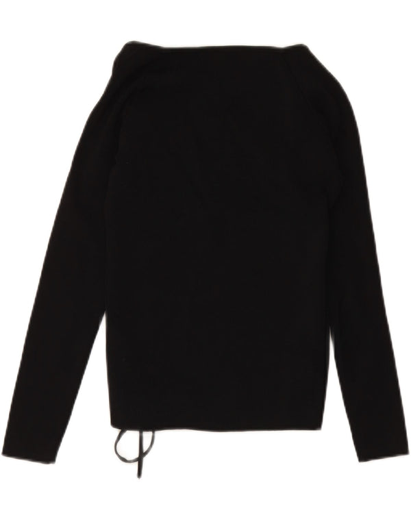 ZARA Pull à manches 3/4 et col en V pour femme UK 10 Small Noir Viscose