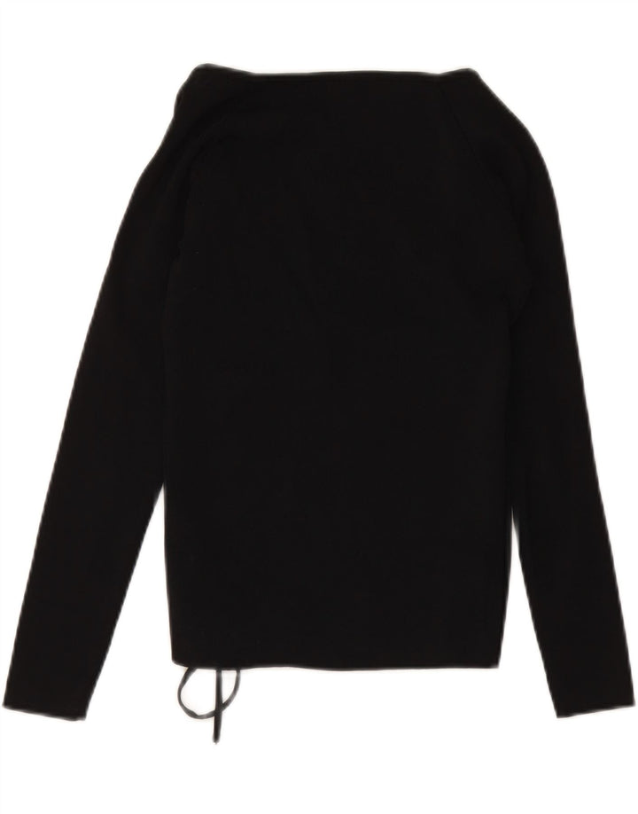 ZARA Pull à manches 3/4 et col en V pour femme UK 10 Small Noir Viscose