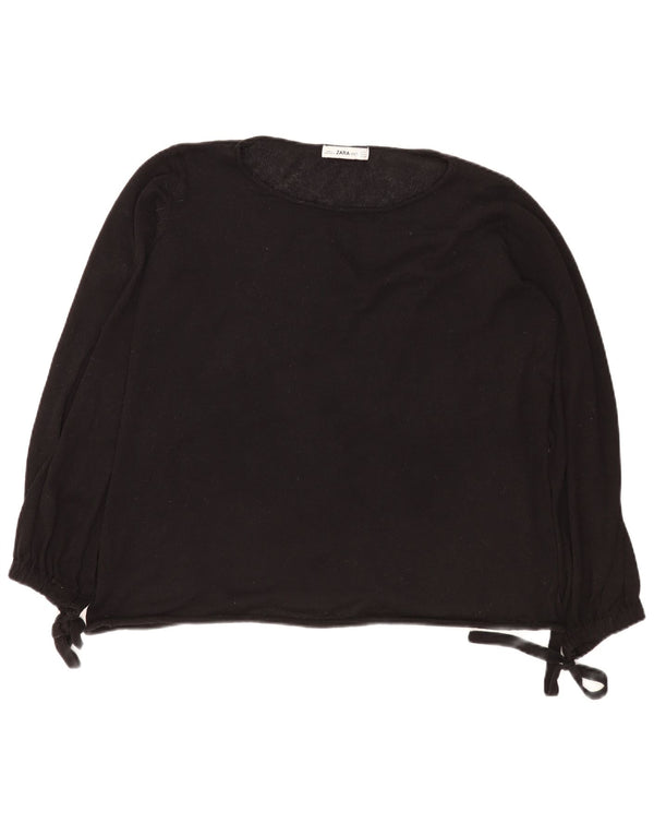 Zara Pull surdimensionné à col bateau pour femme UK 10 Petit Noir Polyester