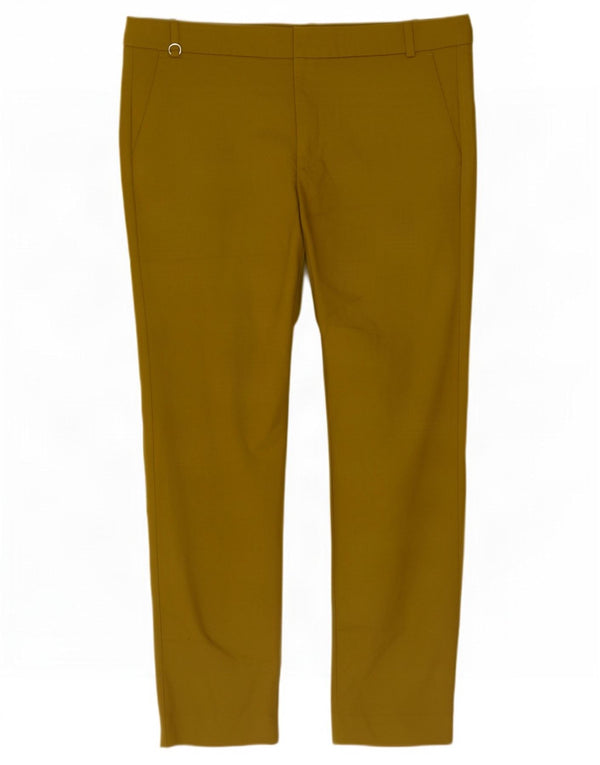 Zara Pantalon Chino Slim Femme EU 42 Large W32 L27 Coton Jaune