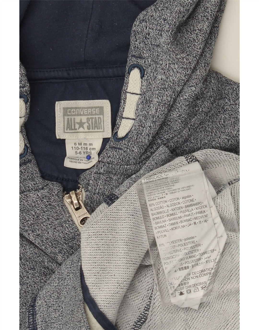 CONVERSE Pull à capuche zippé All Star pour garçon 5-6 ans en coton moucheté bleu