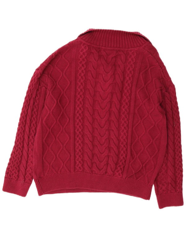 Crew Clothing Pull à col polo pour femme UK 12 en coton bordeaux moyen