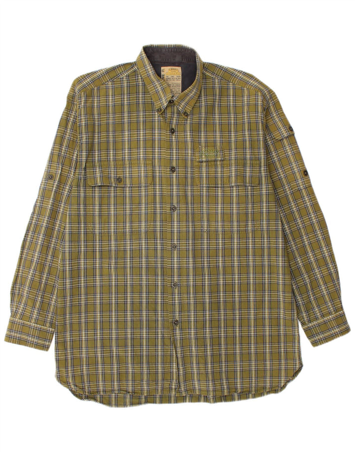 Camel Chemise Flanelle Homme XL Kaki Check Coton