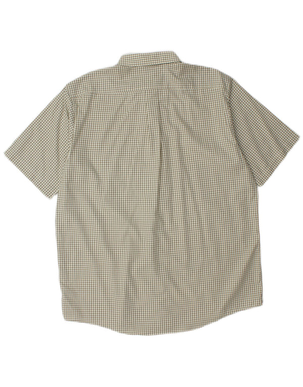 L.L.Bean Chemise à manches courtes pour homme en coton à carreaux blanc cassé